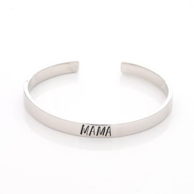 China Daidan TRENDY Custom Initiala Bangle Bracelet Mothers Letter Mum Simple Open Cuff Bangles for sale