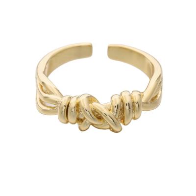 China Daidan's Minimalist Trendy Ring Lead Free Nickel Free 925 Ring Custom Logo Multi Layer Adjustable 18K Plated Gold Twist Knot Ring for sale