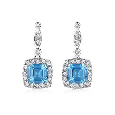 China Daidan Statement S925 Sterling Silver Women Luxury Gold Blue Drop Earrings Lead Free Nickel Plated Plated Gemstone Earrings For Women for sale