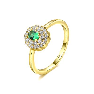 China Luxury 925 Silver Engagement Diamond Emerald Green Ring Silver Rings Daidan Lead Free Nickel Free 18K 925 Gold Plated Rings for sale