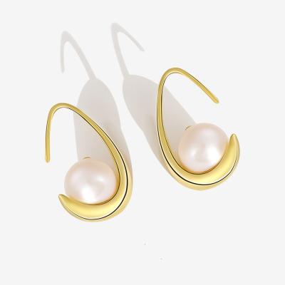 China Daidan Vintage Water Drop Lead Free Nickel Free Luxury Gold Plated Silver Circle 925 Pearl Earrings for sale