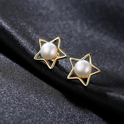 China TRENDY Star Earrings 925 Gold Stud Earrings Design Women Fashion Stud Tasty Silver Earrings for sale