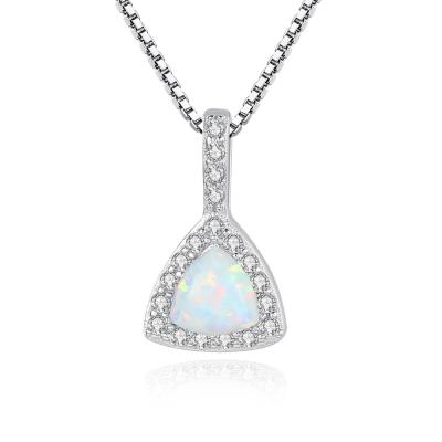 China Zircon 2021 CLASSIC Danity Opal Sterling Silver 925 Box Chain Triangle Mother's Day Gifts Necklaces for sale