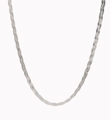 China FASHIONABLE Daidan Italy Braided Snake Chain Minimalist Herringbone Flat Chain Sterling Silver 3 Layer Snake Chain Necklace for sale