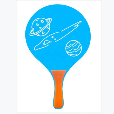 China New PVC beach paddle set set wooden blue tennis racket+orange PVC handle with 2 rackets 2 balls and mesh tpr bag PA012 for sale