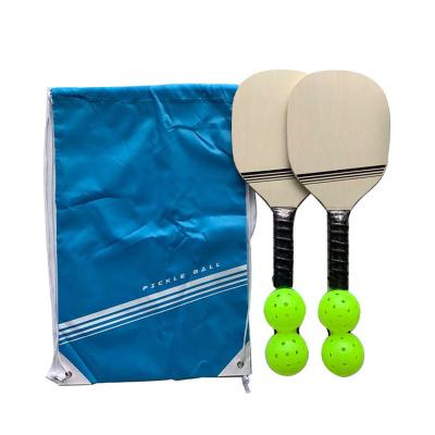 China Pickleball Paddle Set 2 Pickleball Paddles 4 Ball Pickleball Paddle Durable Wood Construction With Comfort Cushion Handle OEM for sale