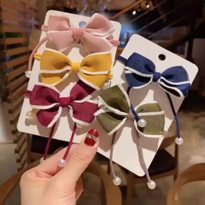 China Fashion Fabric Elastic Band One Little Fairy Forest French Main Rope Tie Hair Bow Tie For Girls for sale