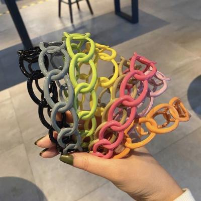 China South Korea new trend headband women girls circles flat modern plastic color paint wide headband chain headband for sale