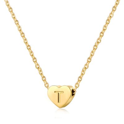 China Trendy Timeless Wholesale Fashion Jewelry Wholesale Delicacy Heart Initial Letter Tiny Custom Necklace for sale