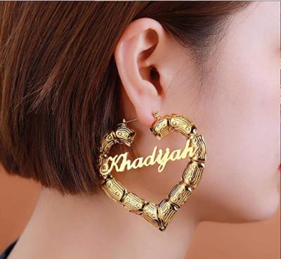 China Wholesale custom made bamboo earrings personalized FASHIONABLE jewelry name earrings for women for sale