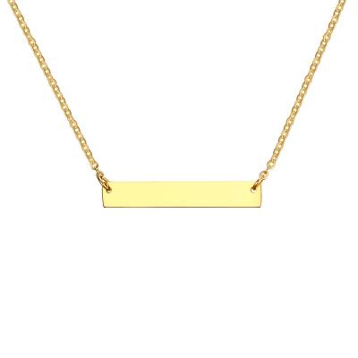 China TRENDY Stainless Steel Custom Engraved Custom Jewelry Gold Bar Pendant Necklace for sale