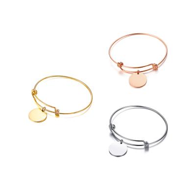 China Fashionable Moq 1 On Stock Stainless Steel Jewelry Rose Gold Sliver Adjustable Women Custom Charm Bracelet for sale