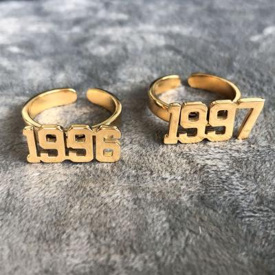 China FASHIONABLE Lovers Personalized Rings Number Name Letter Alphabet Stainless Steel Custom Rings for sale