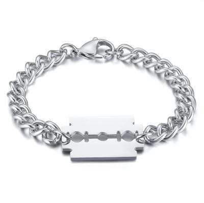 China Hot Selling Trendy Hip Hop Jewelry Stainless Steel Men's Bracelet With Blade Bracelet For Men for sale