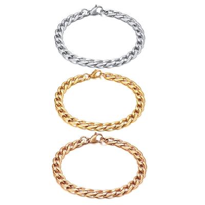 China FASHIONABLE Trendy Products 2021 Simple Style Stainless Steel Bracelet Men Chain Bracelet Gold for sale