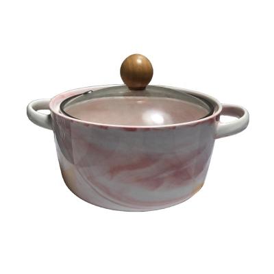 China Cheap price pink gray marble tableware set ceramic stock ceramic dinner set stock ceramic bowl with lid for sale