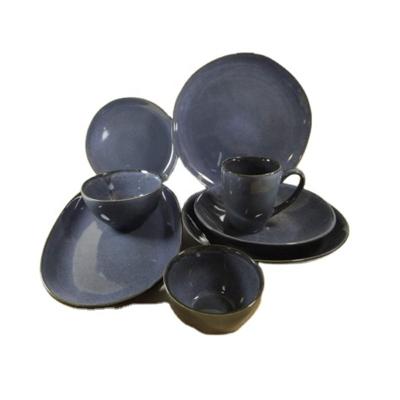 China Wholesale Hot Selling Viable Cheap Dark Blue Reactive Ceramic Luster Tableware Western Style for sale