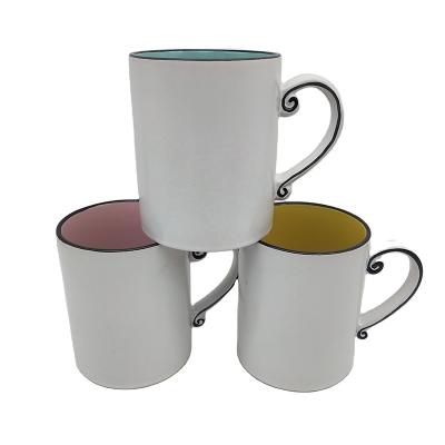 China Hot Selling Wholesale Cheap Color Coffee Mug Inner Color Viable Large 18 Ounce Ceramic Coffee Cup Coffee Mugs for sale