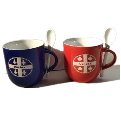 China Wholesale Hot Selling Cheap Ceramic Coffee Mug 13oz Viable With Spoon Canada Mug for sale