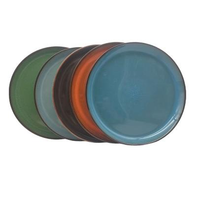 China Viable Hot Sale Wholesale Household Cheap Glaze 11inch Reactive Ceramic Decor Dish With Black Green Orange for sale