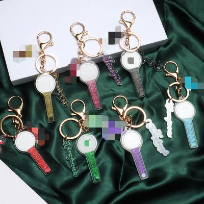 China Wholesale Kpop Idol Bangtan Boys Acrylic Stick Key Chain Light Glitter Plastic Keychain Fan's Collection for sale