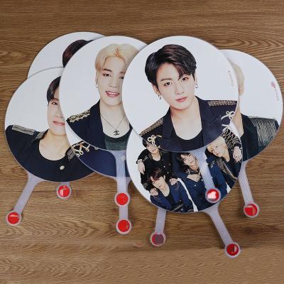 China Wholesale South Korean Kpop Group Bangtan Boys World Tour Love Each Other Japan Edition Round Photo Hand Fan Printed Plastic Fan for sale