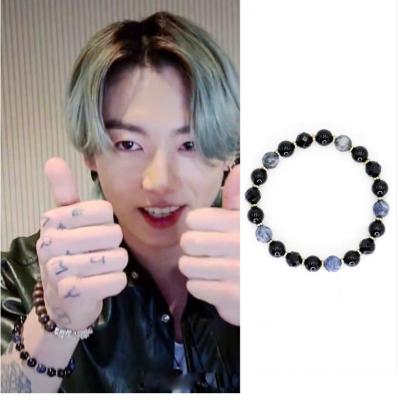 China KPOP Wholesale Kpop Bangtan Boys JK Agate Natural Stone Beaded Chain Stray Animals Should Ease Lucky Stone Bracelet for sale