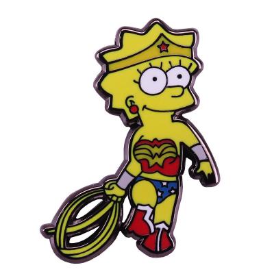 China Wonder Woman and Lisa Simpson Fun Mix and Match South Korean Hard Enamel Pin for sale