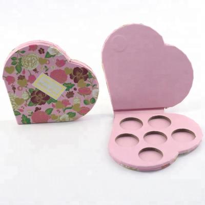 China Drinkable Custom Eyeshadow Palette Packaging Heart Shape Eyeshadow Case Papercard Wholesale Eyeshadow Pan Packaging for sale