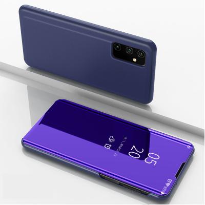 China Mirror Stand Flip Electroplate Case Clear View Plated Electroplate Smart Flip Cover Mobile Phone Galaxy A82 5G Fundas Coque Para Case For Samsung for sale