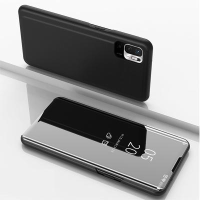 China Mirror Stand Flip Electroplate Case Clear View Plated Electroplate Mirror Smart Flip Cover Mobile Phone Back Case For Xiaomi Redmi Note 10 5G / Poco M3 Pro for sale