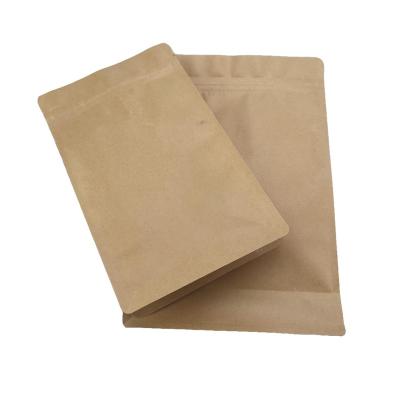 China Recycled Materials Stand Up Zipper Brown Kraft Paper Food Storage Doypack Packaging Pouches Resealable Ziplock Bag for sale