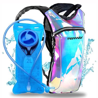 China PVC Hydration Recycling Clear Waterproof Holographic Backpack Sports Climbing Hydration Running Backpacks for sale