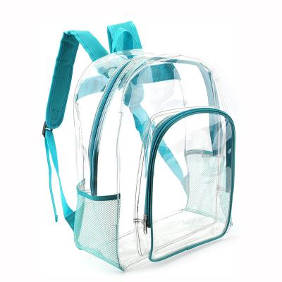 China Waterproof Clear Backpack Heavy Duty Transparent Plastic Bookbags Clear See Through Backpacks For School Sports Work Stadium for sale