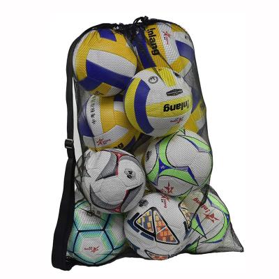 China Large Capacity Basketball Basketball Mesh Bag Swimming Gears Gym Football Volleyball Soccer Bag Drawstring Mesh Backpack for sale