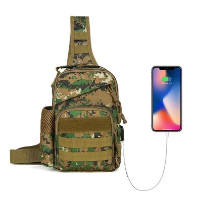 China Diary Used Tactical Outdoor Military Shoulder Sling Pack Men's USB Camouflage Chest Bag Tactical Trunk Bags for sale