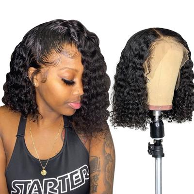 China Afro Wave Hair Bob Wigs Hd Full Lace Front Wig Raw Indian Virgin Natural Transparent Lace Curly Curly Human Hair Afro Wave Front Wig for sale