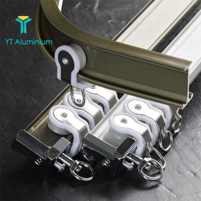 China Bendable Flexible Curtain Track Rail Ceiling Mount Curtain Window Decoration Profile S Track Home Aluminum Double Fold Rail for sale