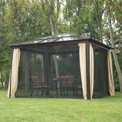 China High Quality UV Resident Outdoor Gazebos Garden Gazebo Luxury Aluminum Hardtop Double Polycarbonate Roof Gazebo for sale