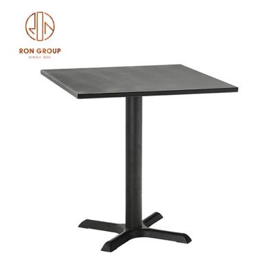 China Popular Industrial Black Coffee Bistros Industrial Black Leg Iron Square Restaurant Table Resistance Design Square Restaurant Table Dining Table for sale