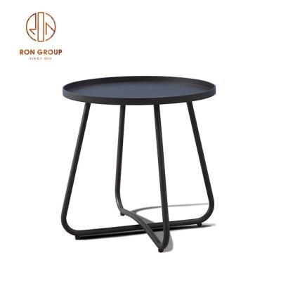 China Modern garden cafe furniture modern outdoor restaurant round black aluminum luxury coffee tables for sale