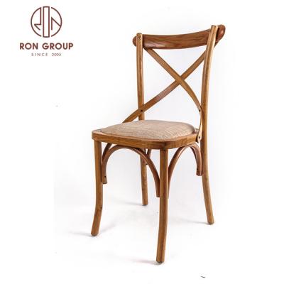 China High Quality Solid Wood Rental Wedding Furniture Hotel Cross Back Wedding Chairs Sale for sale