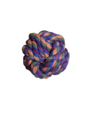 China Viable Braided Cotton Chew Knot Ball For Dog Teeth Cleaning Rope Dog Toy Ball for sale