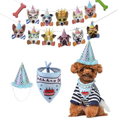 China Viable Jmxu Dog's Birthday Party Supplies, Cone Hat with Bandana Scarves and Banner Garland Set for sale