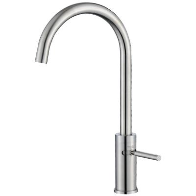 China Single Handle Stainless Steel Single Hole Water Taps Kitchen Sink Faucet AecTex Material Horizontal Metered Faucet for sale