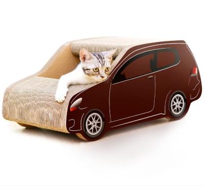 China Sustainable Cat Litter SUV Car Shaped Mat Corrugated Scratch Paper Board Claws Toy Pet Supplies To Send Grass for sale