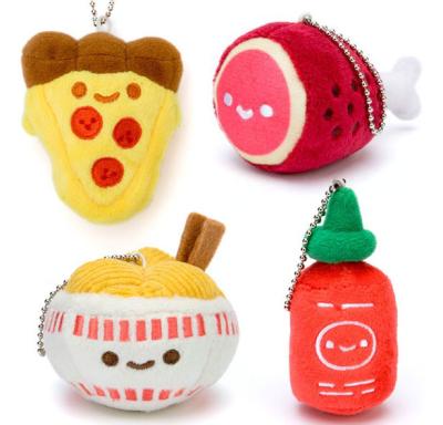 China stuffed & Ham Noodles Keychain Simulation Food Animal Plush Pizza Plush Food Kawaii Key Chain Custom for sale