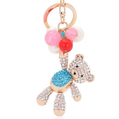 China Key Chain Rhinestone Teddy Bear Keychain Fashion Women Alloy Teddy Bear Keychain Unisex Rhinestone Zinc for sale