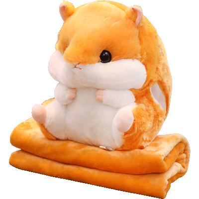 China Cozy 3 in 1 Cute Hamster Plush Toy Toys Plaid Blanket Set for Baby for sale