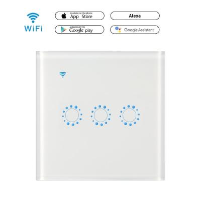 China Touch Screen Light Wall Switch 1 2 3 Gang WiFi Switch Work With Echo Alexa Google Home Siri Homekit IFTTT 3 Way Smart Home Wall Lamp Switch for sale